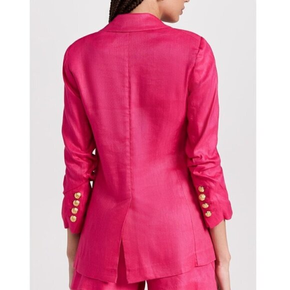 Veronica Beard 'Hirsh' Double-Breasted Linen-Blend Dickey Jacket, Fuchsia - Picture 4 of 5